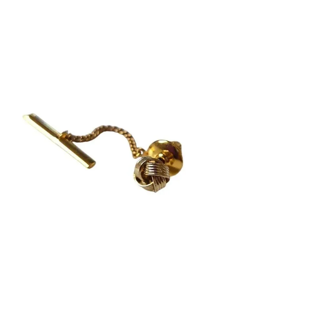 VINTAGE KNOT TIE PIN TACK GOLD TONE